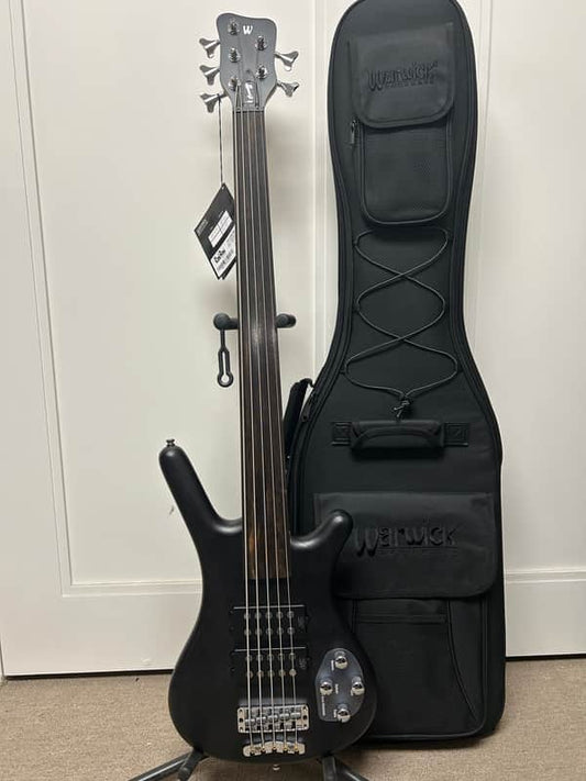 Warwick RockBass Corvette $$ 5 String Fretless Bass 2025 - Nirvana Black Transparent Satin