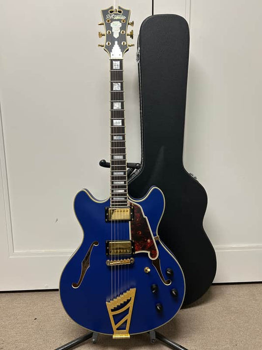 D'Angelico DLX DCTP Deluxe DC Semi Hollowbody Electric Guitar w/Stairstep Tailpiece - Matte Royal Blue