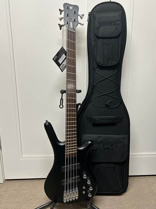 Warwick RockBass Corvette Multi-Scale 5 String Bass Guitar 2025 - Solid Black Satin