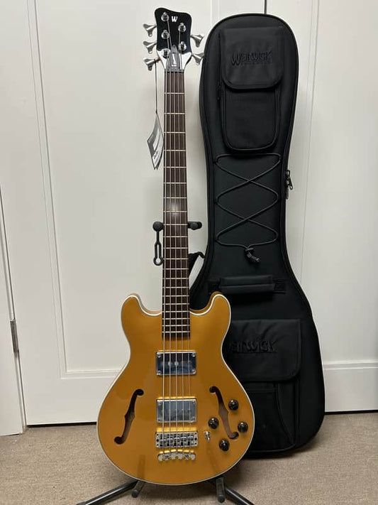 Warwick RockBass Star Bass 5-String Semi-Hollow Bass Guitar 2025 - Metallic Gold High Polish