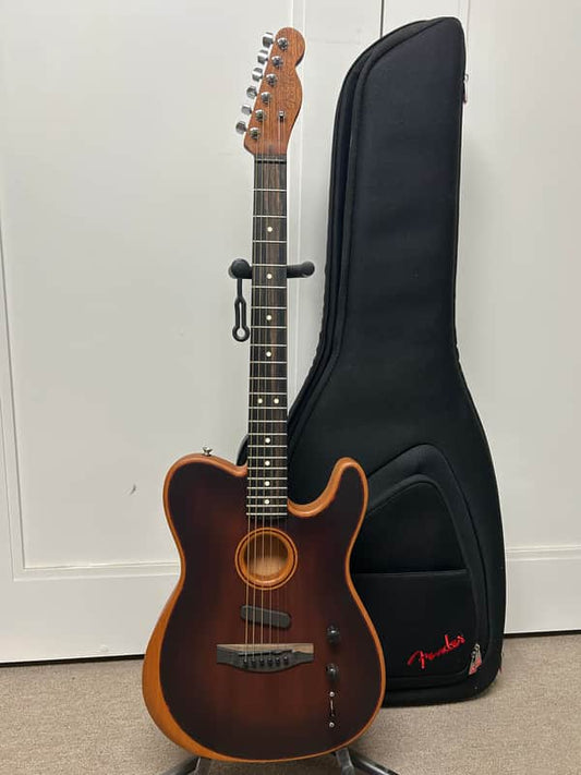 Fender American Acoustasonic Telecaster Acoustic Electric Guitar All-Mahogany - Bourbon Burst