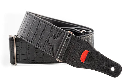 Right On Alligator Black Vegan High Quality Guitar Strap