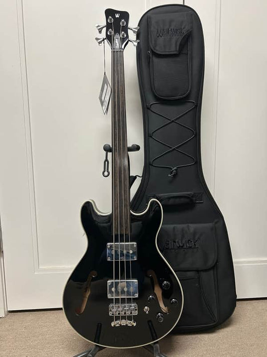 Warwick Rockbass Star Bass 4 String Semi-Hollow Bass Guitar FRETLESS 2025 - Solid Black High Polish