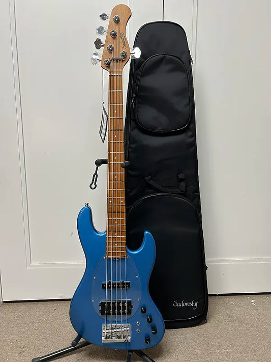 Sadowsky MetroExpress 21 Fret Vintage M/J Bass 5 String Maple Fretboard - Ocean Blue Metallic