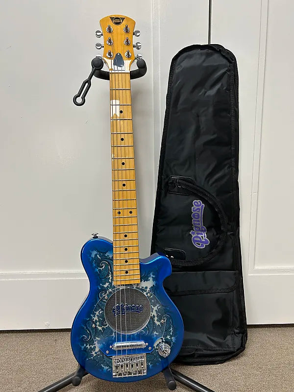 Pignose PGG-200 Mini Electric Travel Guitar - Blue Paisley w/Gig Bag
