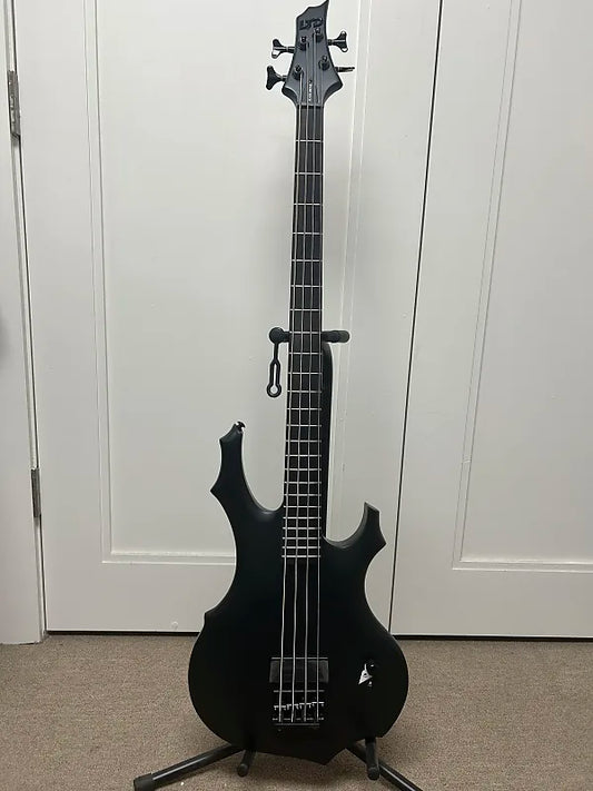 ESP LTD F-4 Black Metal Bass Guitar - Black Satin