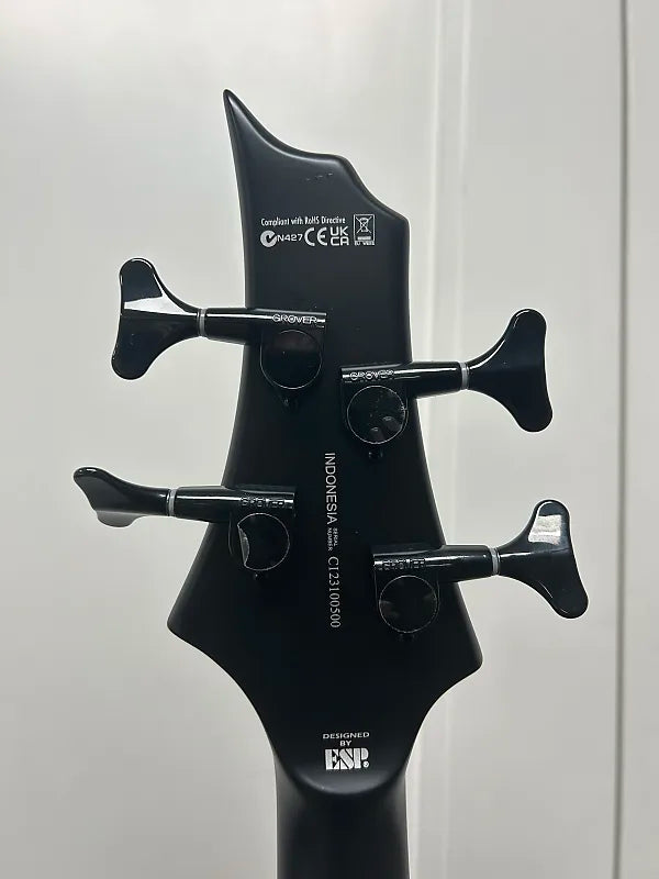 ESP LTD F-4 Black Metal Bass Guitar - Black Satin