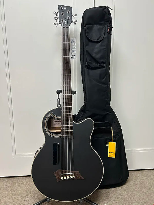 Warwick Rockbass Alien Deluxe Hybrid Thinline 5 String Acoustic Electric Bass - Black