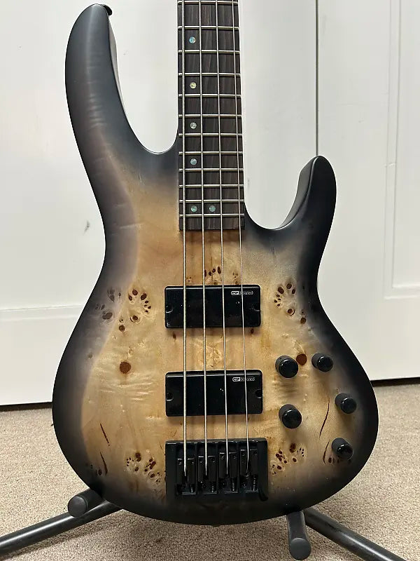 ESP LTD B-4 Ebony Bass Guitar - Charcoal Burst Satin