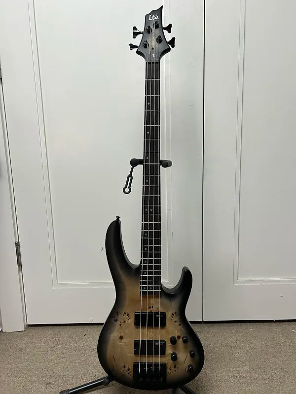 ESP LTD B-4 Ebony Bass Guitar - Charcoal Burst Satin
