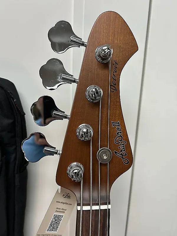 Aria Pro II Jaco Pastorius Tribute 313-JP Detroit Fretless Bass Guitar - Open Pore Sunburst w/Free Gigbag