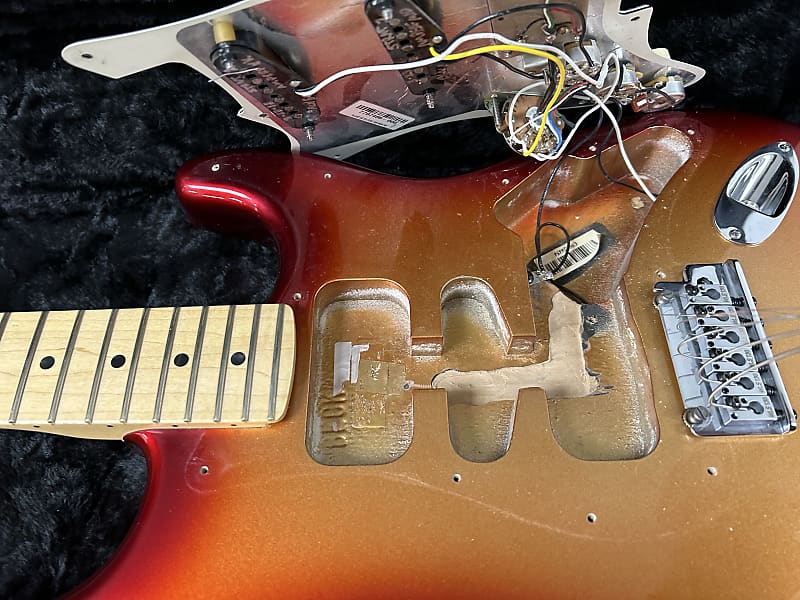 Fender American Deluxe Stratocaster HSS with Maple Fretboard 2012 - Sunset Metallic w/Modifications