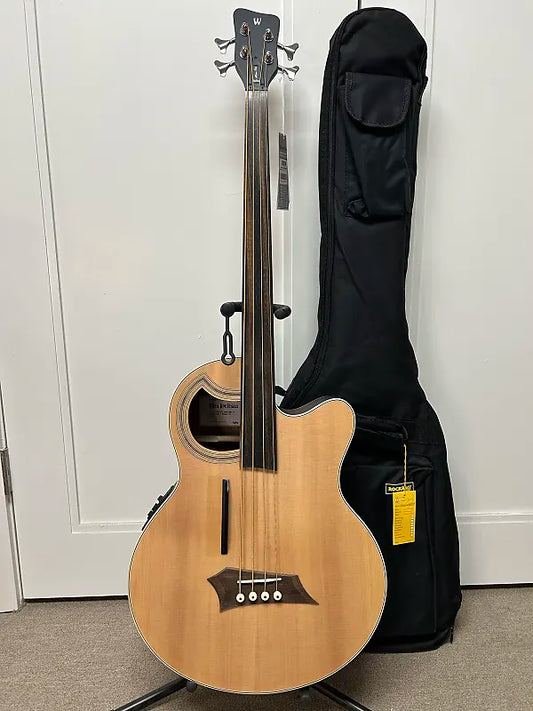 Warwick Rockbass Alien Deluxe 4 String Fretless Acoustic Electric Bass - Natural