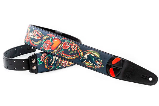 Right On Tattoo Black Vegan High Quality Guitar Strap