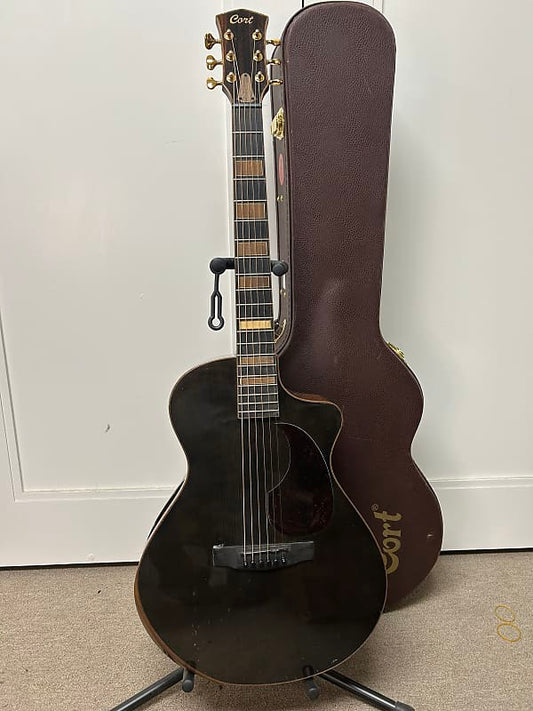 Cort Masterpiece Series Modern Black Venetian Cutaway Acoustic Guitar w/Electronics