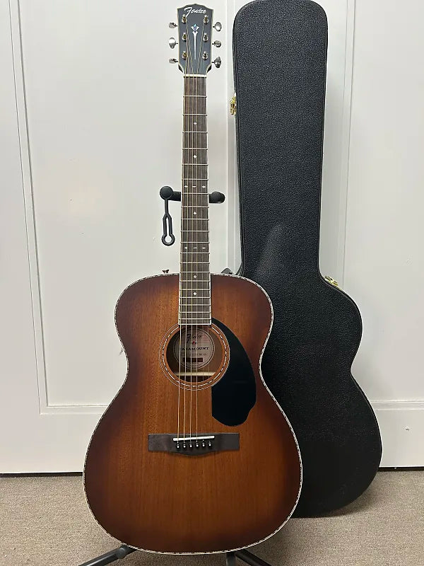 Fender Paramount PO-220E Acoustic Guitar Mahogany w/Electronics - Aged Cognac Burst