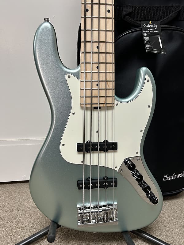 Sadowsky Metroline 21 Fret Vintage J/J 5 String Bass Guitar - Sage Green Metallic