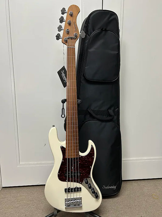 Sadowsky Metroexpress Vintage J/J 5 String Bass Fretless w/Lines - Olympic White