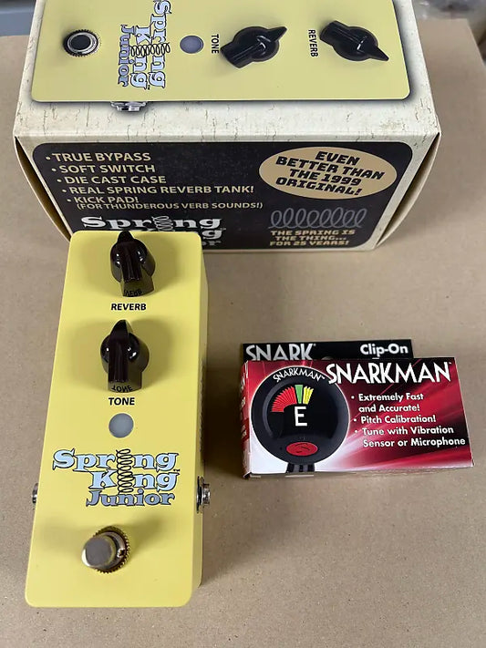 Danelectro Spring King Junior Reverb Pedal with FREE Snark S-12 Snarkman Clip on Tuner