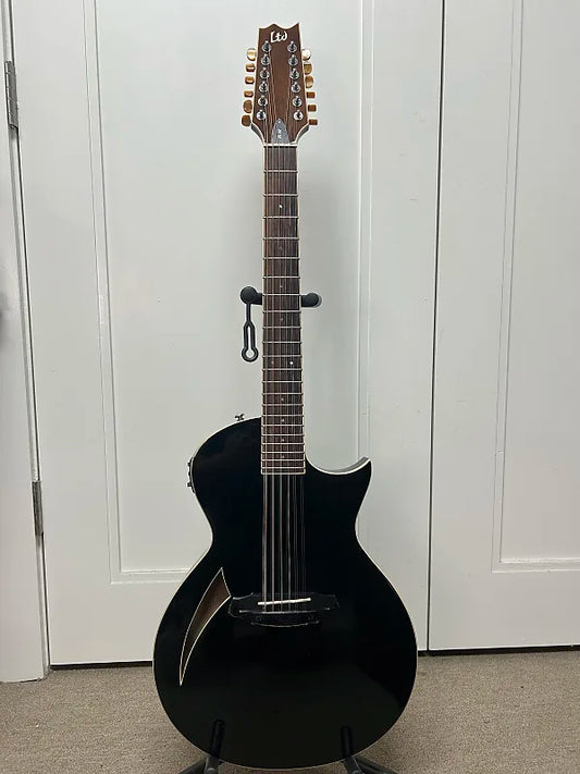 ESP LTD TL-12 12 String Thinline Acoustic Electric Guitar - Black