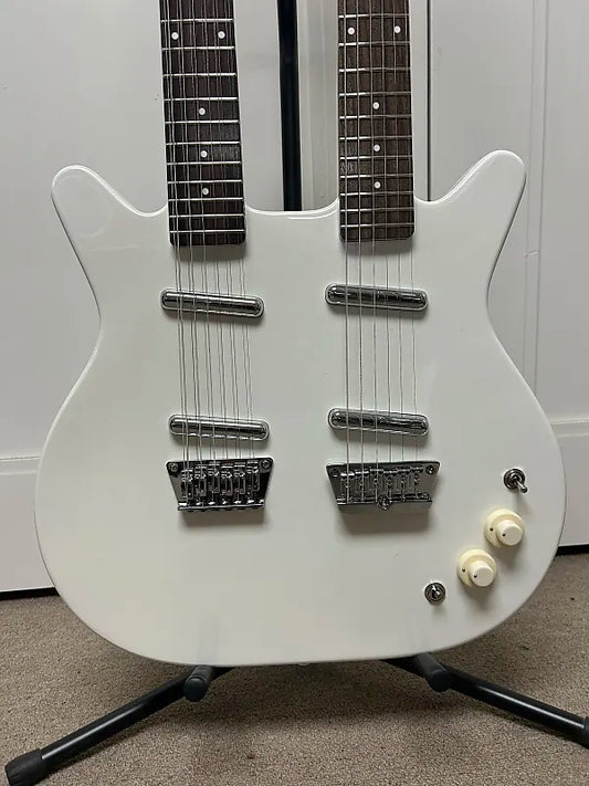 Danelectro Doubleneck 6/12 Reissue 12 String and 6 String - White Pearl