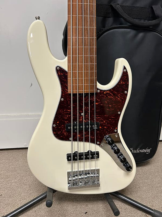 Sadowsky Metroexpress Vintage J/J 5 String Bass Fretless w/Lines - Olympic White