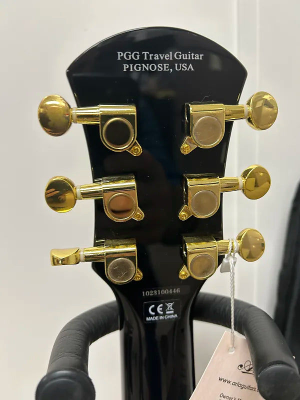 Pignose PGG-259 Mini Electric Travel Guitar - Black w/Gold Hardware w/Gig Bag