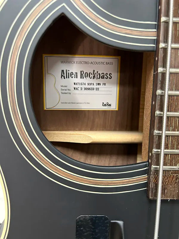 Warwick Alien Deluxe Thinline Hybrid 4 String Acoustic Electric Bass Guitar -Black