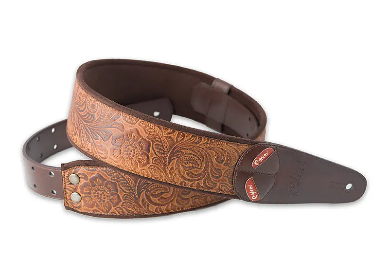 Right On Straps Mojo Sandokan Woody Light Brown Vegan High Quality Guitar Strap