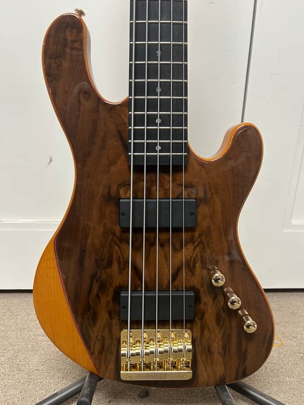 Cort Jeff Berlin Series Rithimic V NAT Walnut Burl Top 5-String Bass Guitar - Natural