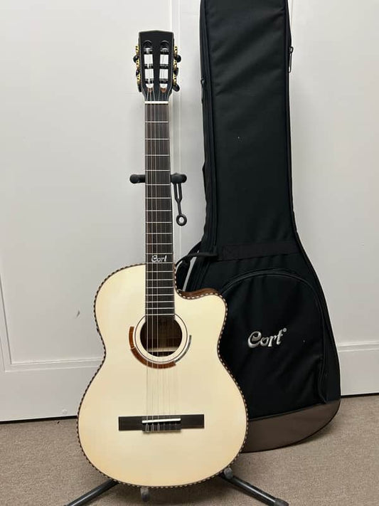 Cort Sol Encanto Classical Nylon String Acoustic Guitar w/Electronics - White Blonde Gloss