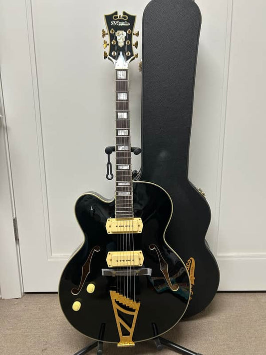 D'Angelico Excel 59 Hollowbody Left Handed Electric Guitar w/Case Black
