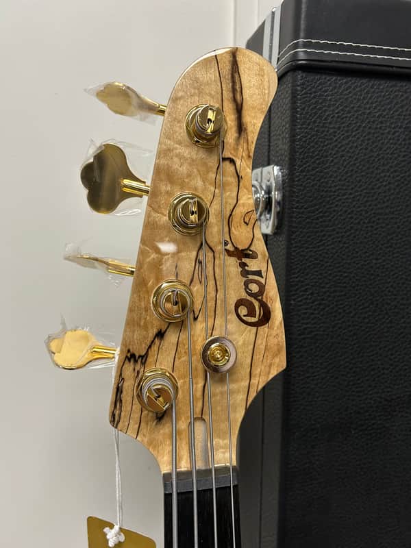 Cort Jeff Berlin Series Rithimic NAT Spalted Maple/Padouk Top 4-String Electric Bass - Natural w/Free Hard Case