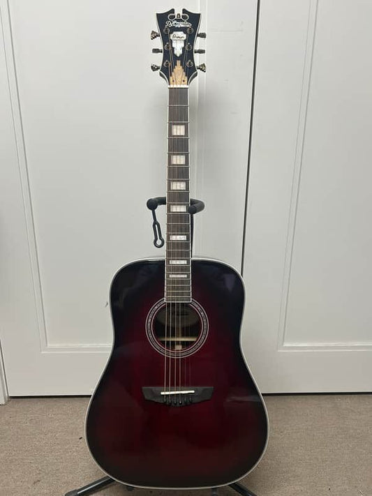 D'Angelico Premier Lexington Dreadnought Acoustic Guitar w/Electronics - Trans Black Cherry Burst
