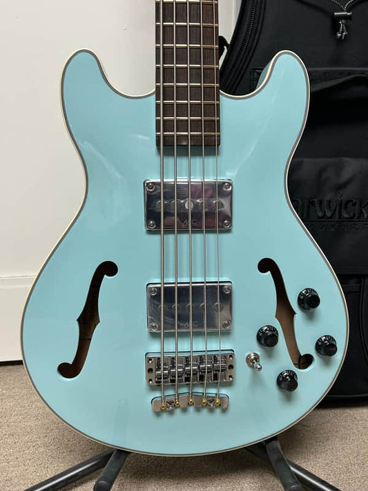 Warwick RockBass Star Bass 5-String Semi-Hollow Bass Guitar 2025 - Solid Daphne Blue High Polish