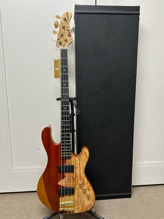 Cort Jeff Berlin Series Rithimic NAT Spalted Maple/Padouk Top 4-String Electric Bass - Natural w/Free Hard Case