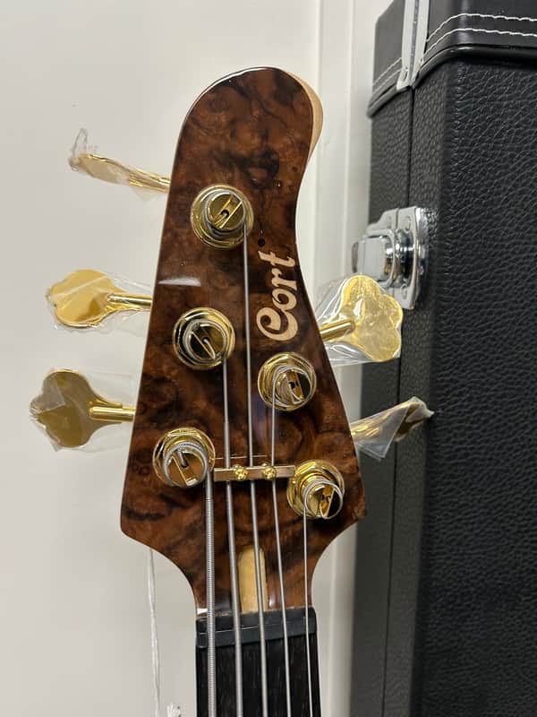 Cort Jeff Berlin Series Rithimic V NAT Walnut Burl Top 5-String Bass - Natural w/Free Hard Case