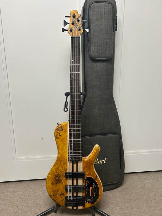 Cort Artisan Series A5 Plus SC 5 String Bass Guitar - Amber Open Pore - B Stock