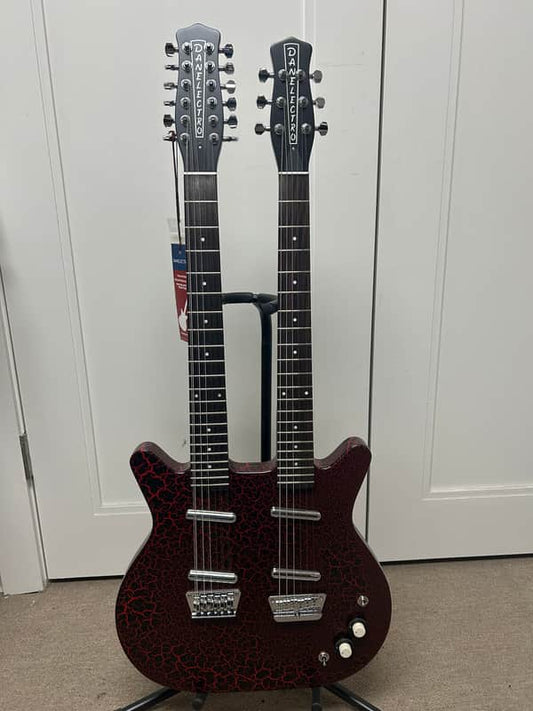 Danelectro Doubleneck 6/12 Reissue 12 String and 6 String Electric Guitar - Red Crackle