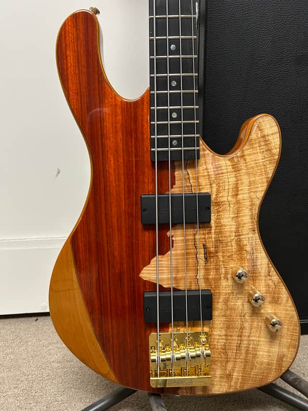 Cort Jeff Berlin Series Rithimic NAT Spalted Maple/Padouk Top 4-String Electric Bass - Natural w/Free Hard Case