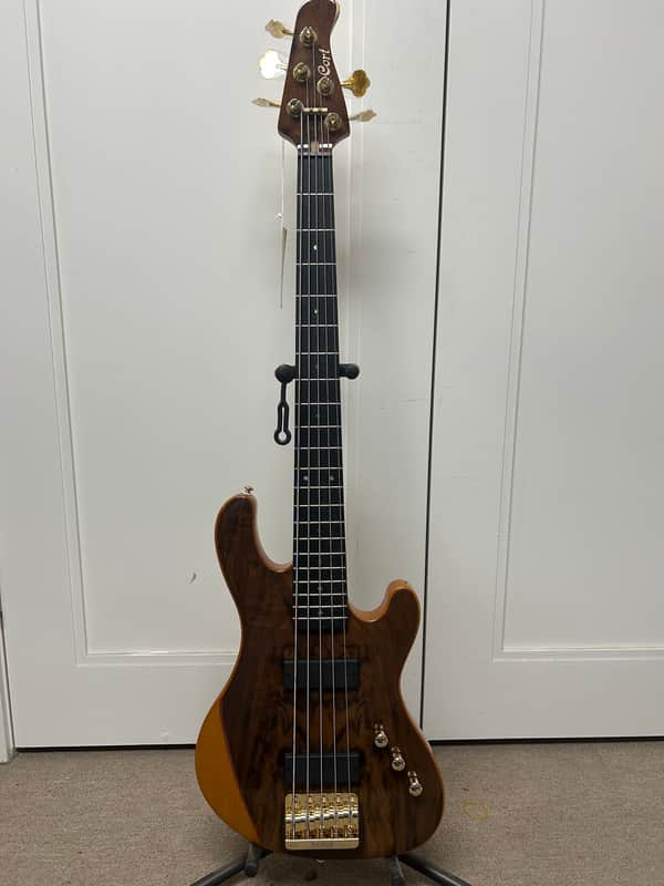 Cort Jeff Berlin Series Rithimic V NAT Walnut Burl Top 5-String Bass Guitar - Natural