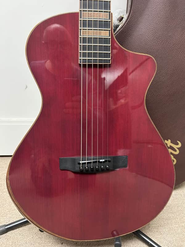 Cort Masterpiece Modern Burgundy Venetian Cutaway Acoustic Guitar with Electronics with Hard Case