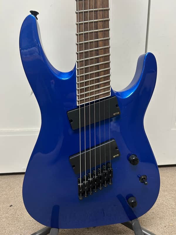 Jackson X Series SLAT7 MS Multiscale Soloist Archtop 7 String Electric Guitar Metallic Blue