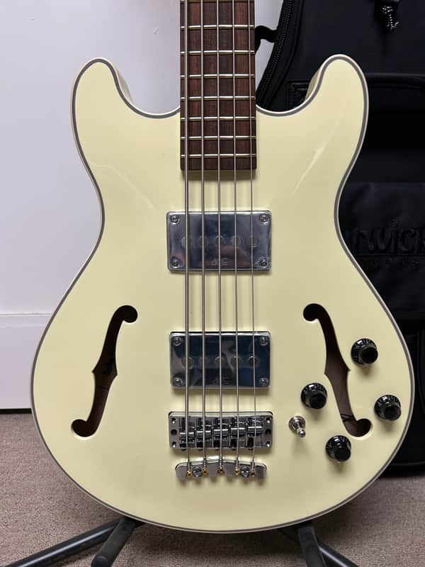 Warwick RockBass Star Bass 5-String Semi-Hollow Bass Guitar 2025 - Solid Creme White High Polish