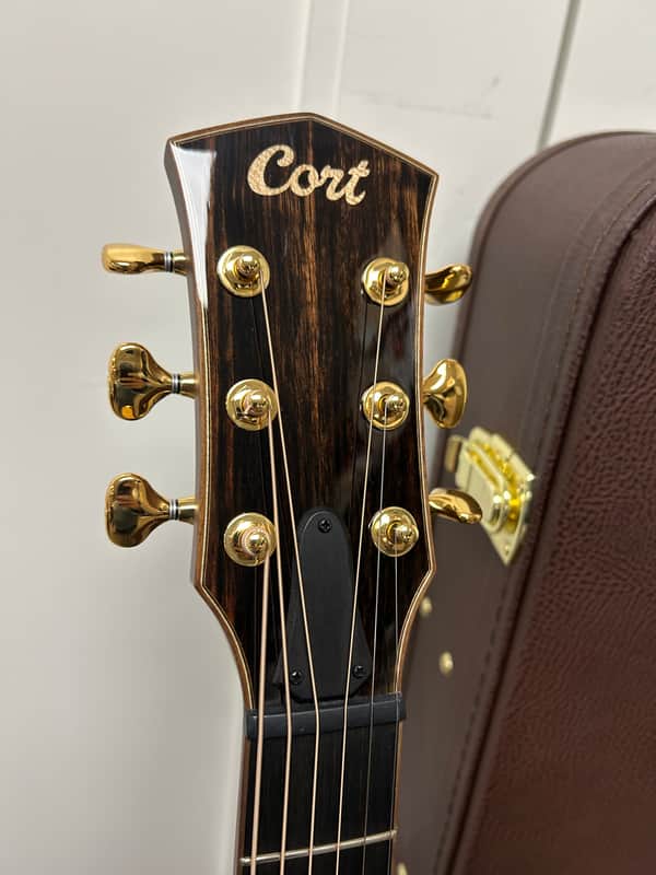 Cort Masterpiece Modern Burgundy Venetian Cutaway Acoustic Guitar with Electronics with Hard Case