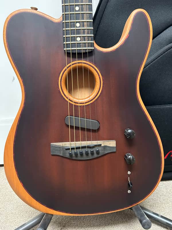 Fender American Acoustasonic Telecaster Acoustic Electric Guitar All-Mahogany - Bourbon Burst