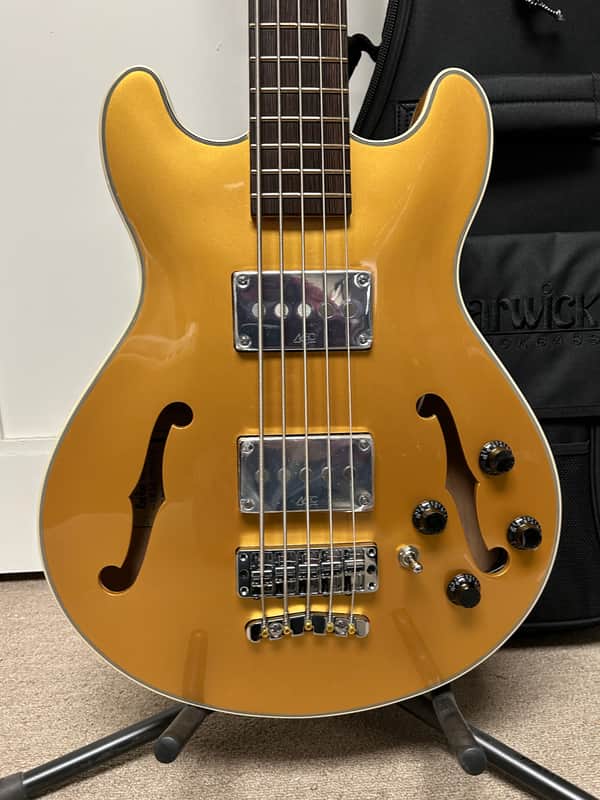 Warwick RockBass Star Bass 5-String Semi-Hollow Bass Guitar 2025 - Metallic Gold High Polish