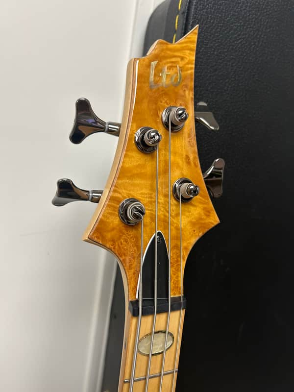 ESP LTD RB-1004 Burled Maple Bass Guitar - Honey Natural