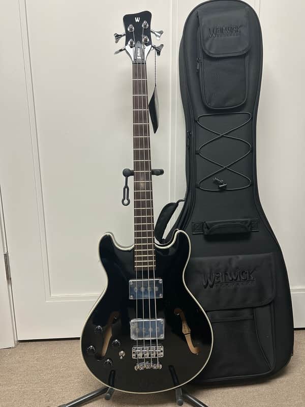 Warwick RockBass Star Bass Semi Hollow 4 String Left-handed Bass Guitar 2025 - Solid Black High Polish