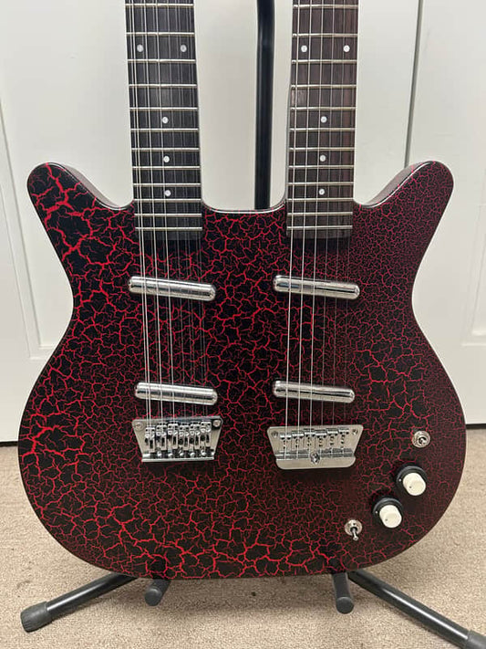 Danelectro Doubleneck 6/12 Reissue 12 String and 6 String Electric Guitar - Red Crackle